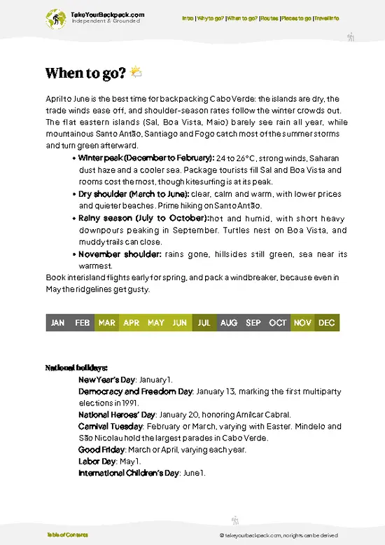 example page 3 from our offline Travel Guide for Cabo Verde